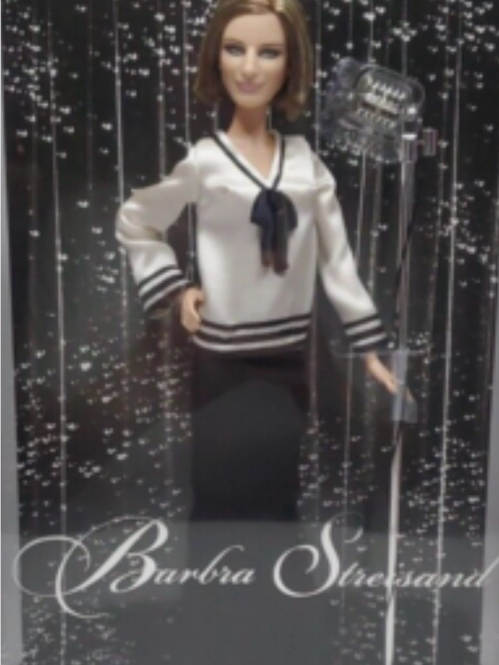 Barbara Streisand Barbie Cream and Black Sailor-Style Pencil Skirt Set